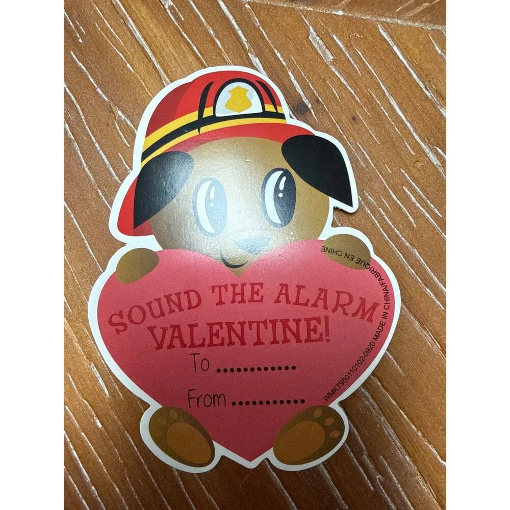 Firetruck Valentine Card & Eraser Kit Includes 8 Cards 8 Firetruck Shaped Eraser